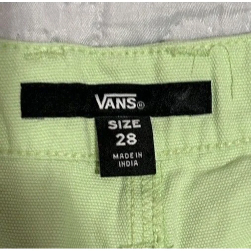 NWT Vans Barnes Canvas Shorts Lime Green High Rise Pleated Skater Boho 28